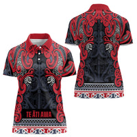 Aotearoa Iwi Te ati Awa Women Polo Shirt Maori Wharenui House Tribal Pattern LT9 - Polynesian Pride