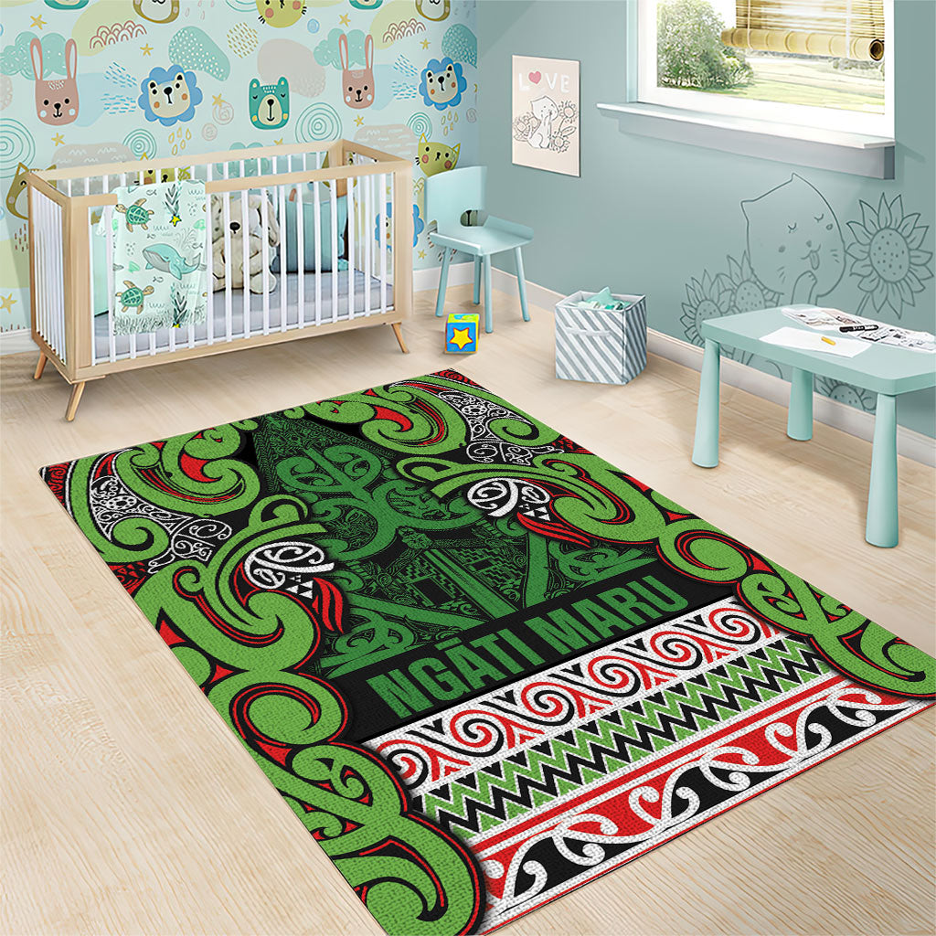 Aotearoa Iwi Ngati Maru Hauraki Area Rug Maori Wharenui House Tribal Pattern LT9 - Polynesian Pride