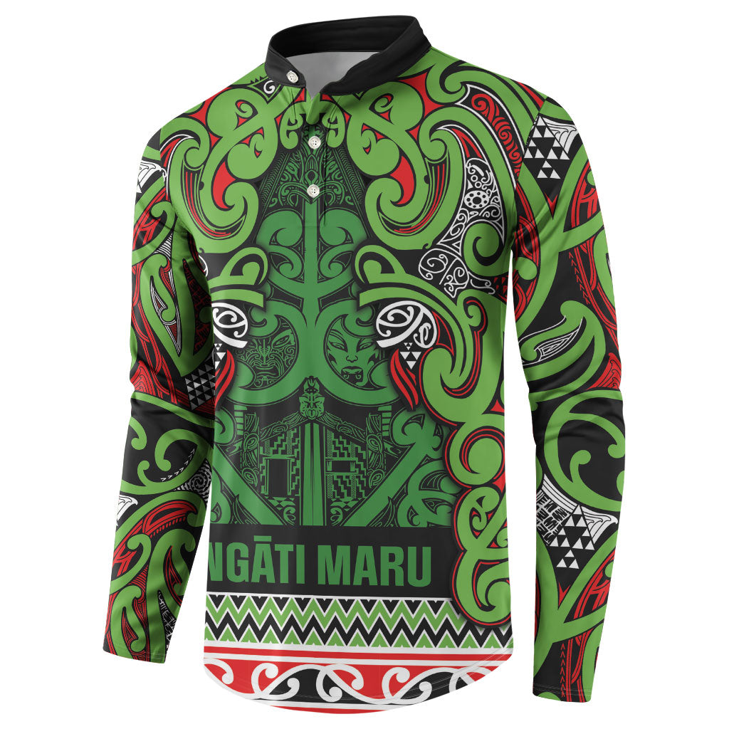Aotearoa Iwi Ngati Maru Hauraki Button Sweatshirt Maori Wharenui House Tribal Pattern LT9 - Polynesian Pride