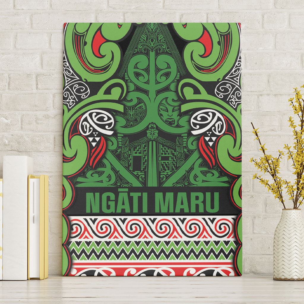 Aotearoa Iwi Ngati Maru Hauraki Canvas Wall Art Maori Wharenui House Tribal Pattern LT9 Without Frame Green Red - Polynesian Pride