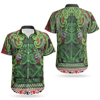 Aotearoa Iwi Ngati Maru Hauraki Couples Matching Off The Shoulder Long Sleeve Dress and Hawaiian Shirt Maori Wharenui House Tribal Pattern LT9 - Polynesian Pride