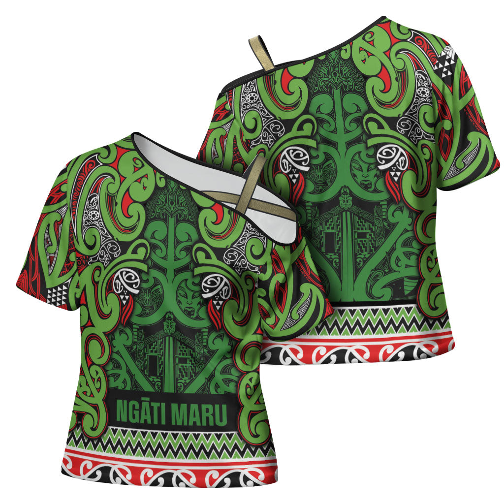 Aotearoa Iwi Ngati Maru Hauraki Cross Shoulder Shirt Maori Wharenui House Tribal Pattern LT9 - Polynesian Pride