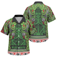 Aotearoa Iwi Ngati Maru Hauraki Family Matching Mermaid Dress and Hawaiian Shirt Maori Wharenui House Tribal Pattern LT9 Son's Shirt Green Red - Polynesian Pride