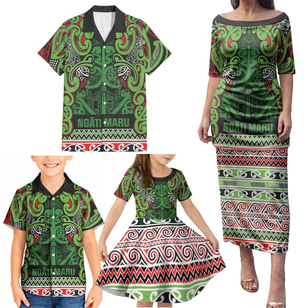 Aotearoa Iwi Ngati Maru Hauraki Family Matching Puletasi and Hawaiian Shirt Maori Wharenui House Tribal Pattern LT9 - Polynesian Pride