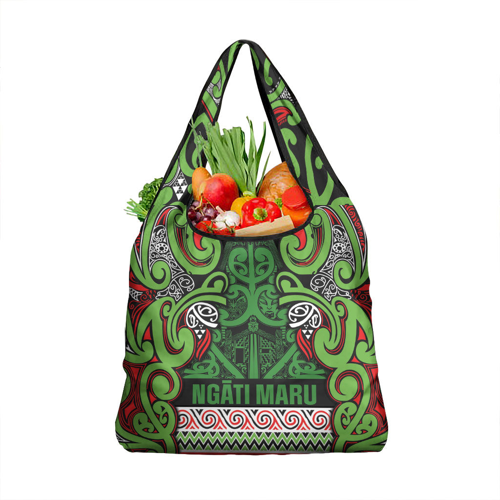 Aotearoa Iwi Ngati Maru Hauraki Grocery Bag Maori Wharenui House Tribal Pattern LT9 1-pack One Size Green Red - Polynesian Pride