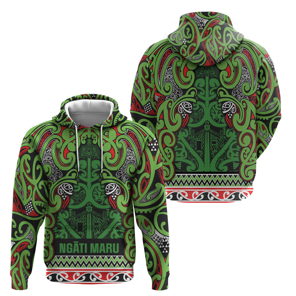 Aotearoa Iwi Ngati Maru Hauraki Hoodie Maori Wharenui House Tribal Pattern LT9 - Polynesian Pride