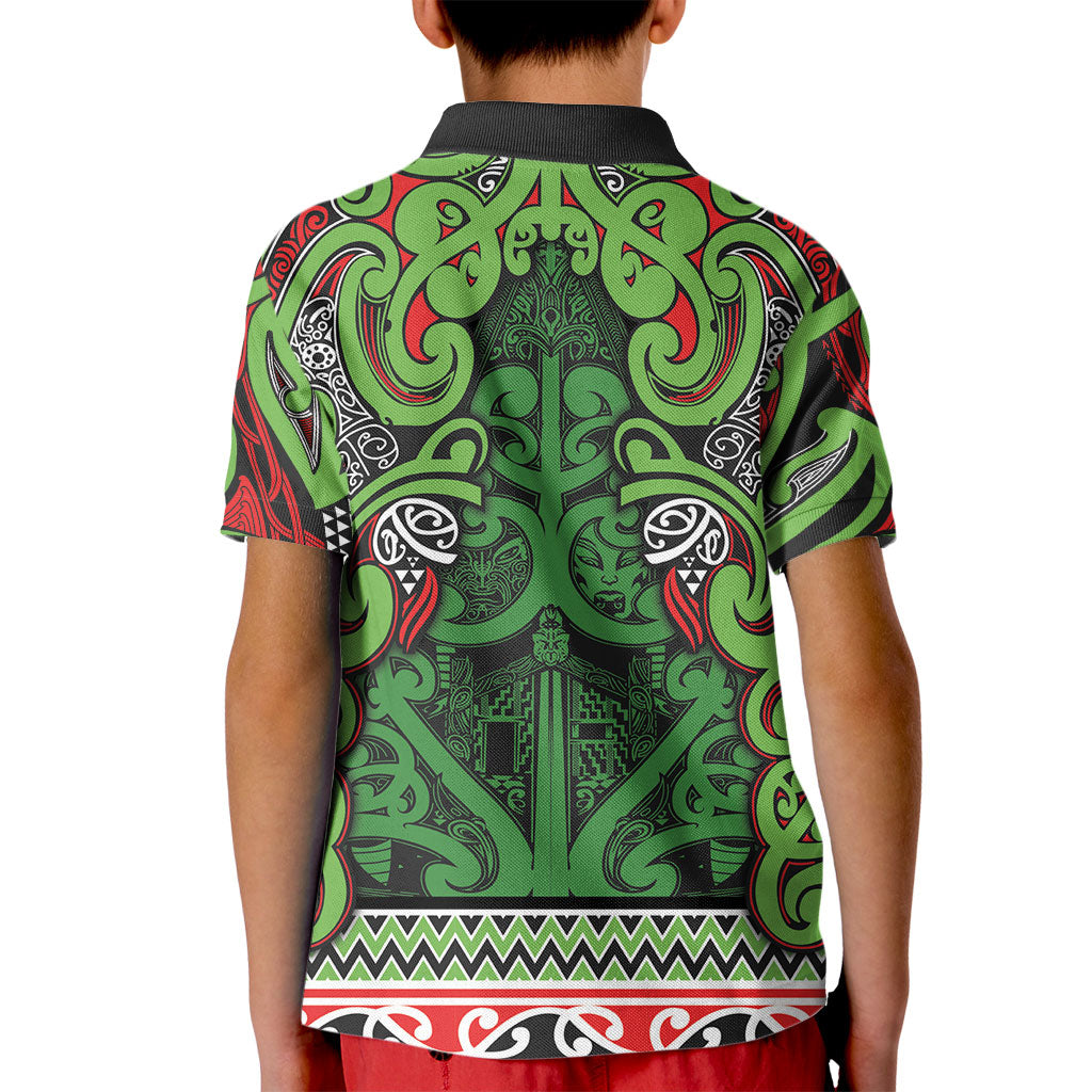 Aotearoa Iwi Ngati Maru Hauraki Kid Polo Shirt Maori Wharenui House Tribal Pattern LT9 - Polynesian Pride