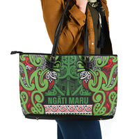 Aotearoa Iwi Ngati Maru Hauraki Leather Tote Bag Maori Wharenui House Tribal Pattern LT9 - Polynesian Pride