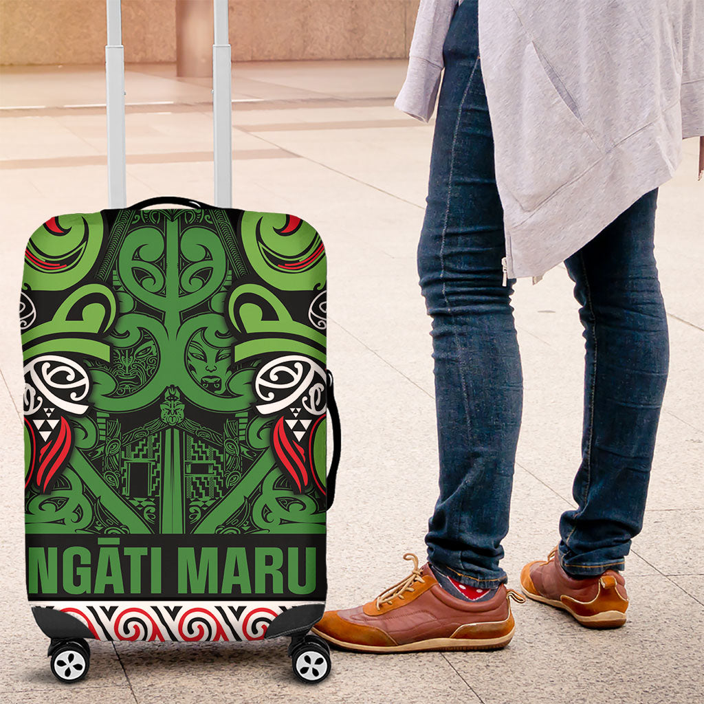 Aotearoa Iwi Ngati Maru Hauraki Luggage Cover Maori Wharenui House Tribal Pattern LT9 Green Red - Polynesian Pride