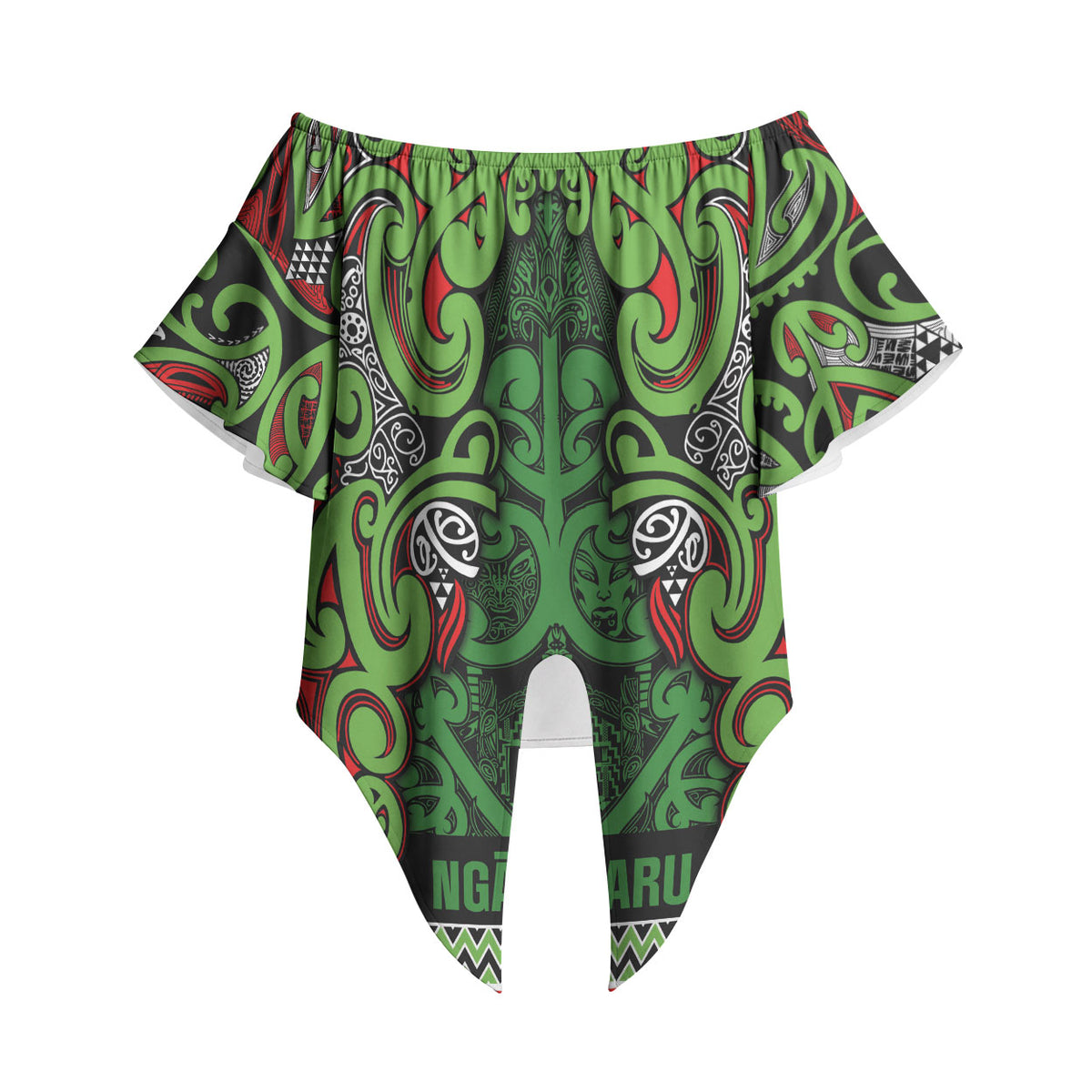 Aotearoa Iwi Ngati Maru Hauraki Off Shoulder Wrap Waist Top Maori Wharenui House Tribal Pattern LT9 - Polynesian Pride