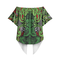 Aotearoa Iwi Ngati Maru Hauraki Off Shoulder Wrap Waist Top Maori Wharenui House Tribal Pattern LT9 - Polynesian Pride