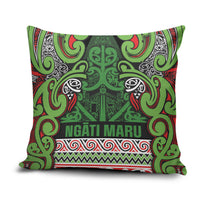 Aotearoa Iwi Ngati Maru Hauraki Pillow Cover Maori Wharenui House Tribal Pattern LT9 Green Red - Polynesian Pride
