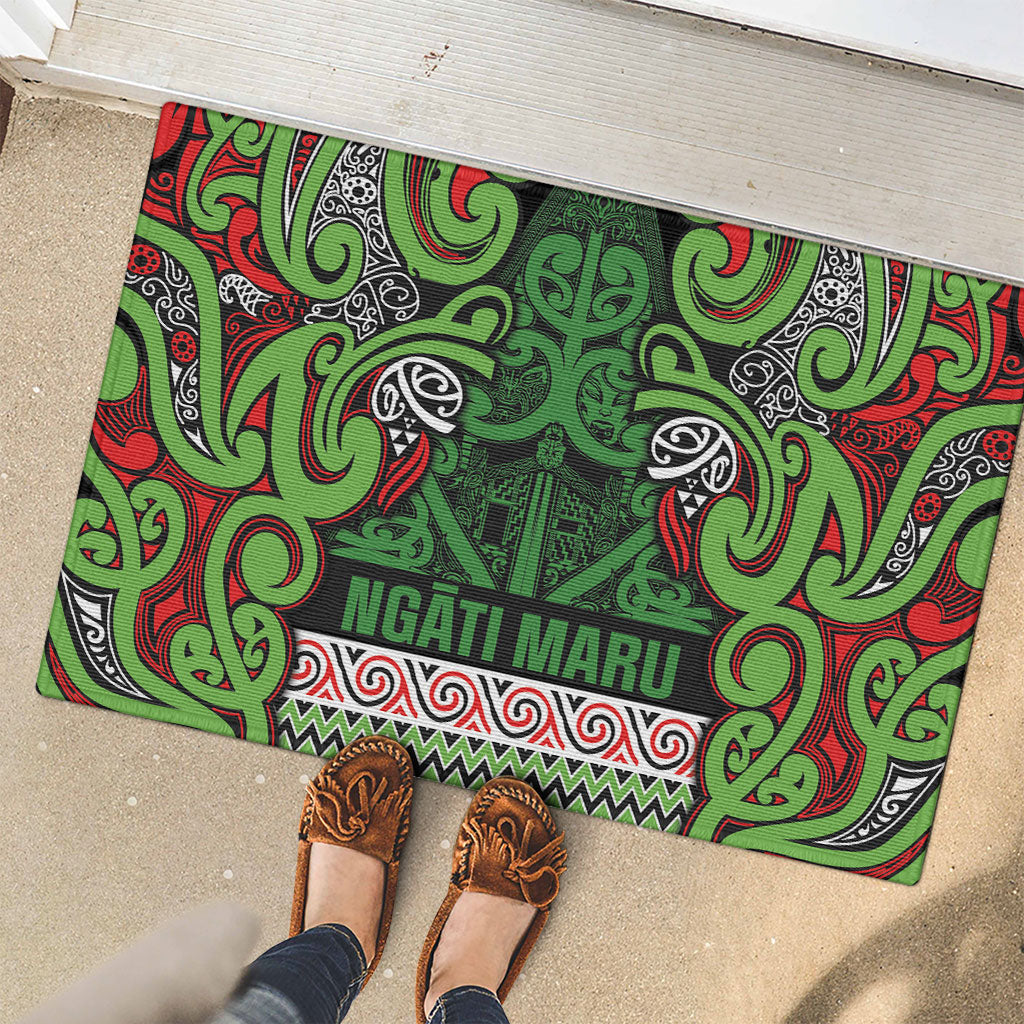 Aotearoa Iwi Ngati Maru Hauraki Rubber Doormat Maori Wharenui House Tribal Pattern LT9 - Polynesian Pride