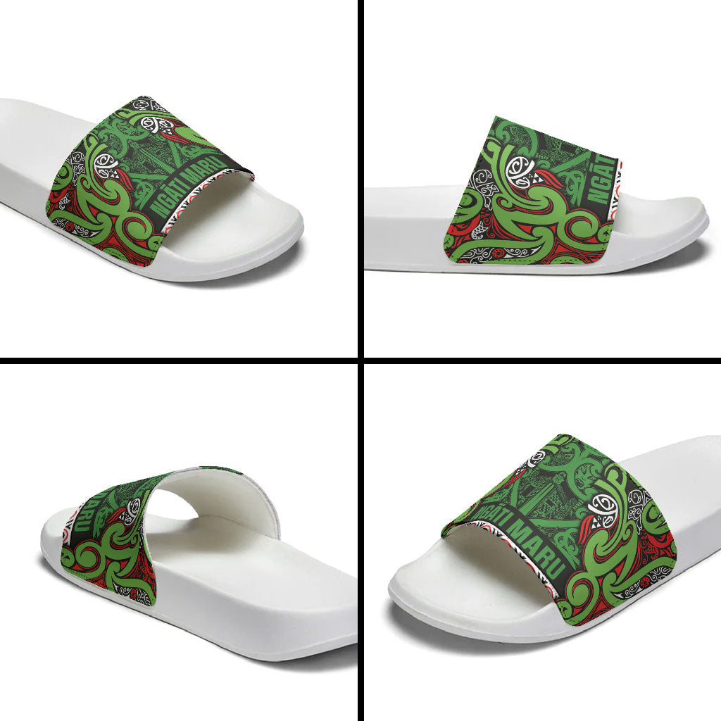 Aotearoa Iwi Ngati Maru Hauraki Slide Sandals Maori Wharenui House Tribal Pattern LT9 - Polynesian Pride