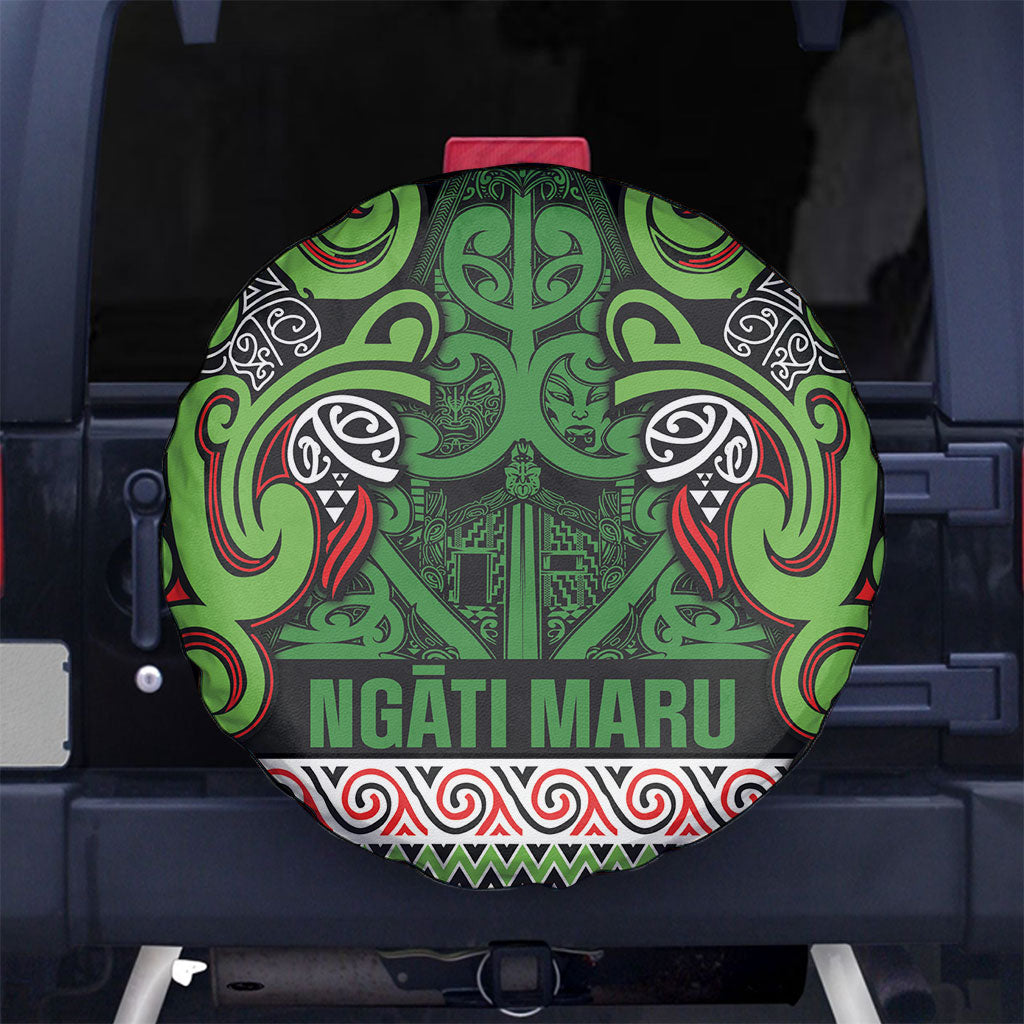 Aotearoa Iwi Ngati Maru Hauraki Spare Tire Cover Maori Wharenui House Tribal Pattern LT9 No hole Green Red - Polynesian Pride