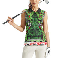 Aotearoa Iwi Ngati Maru Hauraki Women Sleeveless Polo Shirt Maori Wharenui House Tribal Pattern LT9 - Polynesian Pride