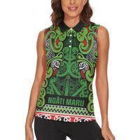 Aotearoa Iwi Ngati Maru Hauraki Women Sleeveless Polo Shirt Maori Wharenui House Tribal Pattern LT9 - Polynesian Pride