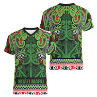 Aotearoa Iwi Ngati Maru Hauraki Women V-Neck T-Shirt Maori Wharenui House Tribal Pattern LT9 - Polynesian Pride