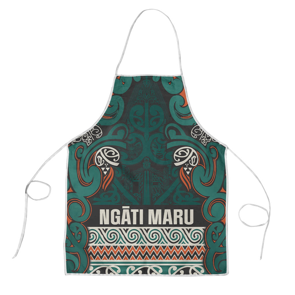 Aotearoa Iwi Ngāti Maru Taranaki Apron Maori Wharenui House Tribal Pattern LT9 Deep Teal - Polynesian Pride