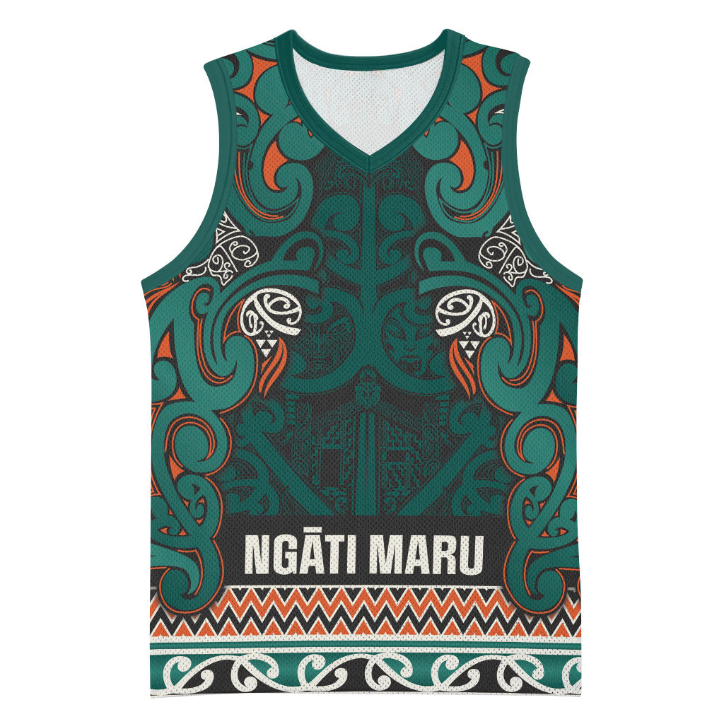 Aotearoa Iwi Ngāti Maru Taranaki Basketball Jersey Maori Wharenui House Tribal Pattern LT9 Unisex Deep Teal - Polynesian Pride