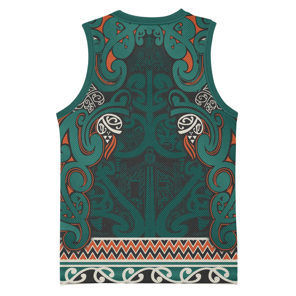 Aotearoa Iwi Ngāti Maru Taranaki Basketball Jersey Maori Wharenui House Tribal Pattern LT9 - Polynesian Pride