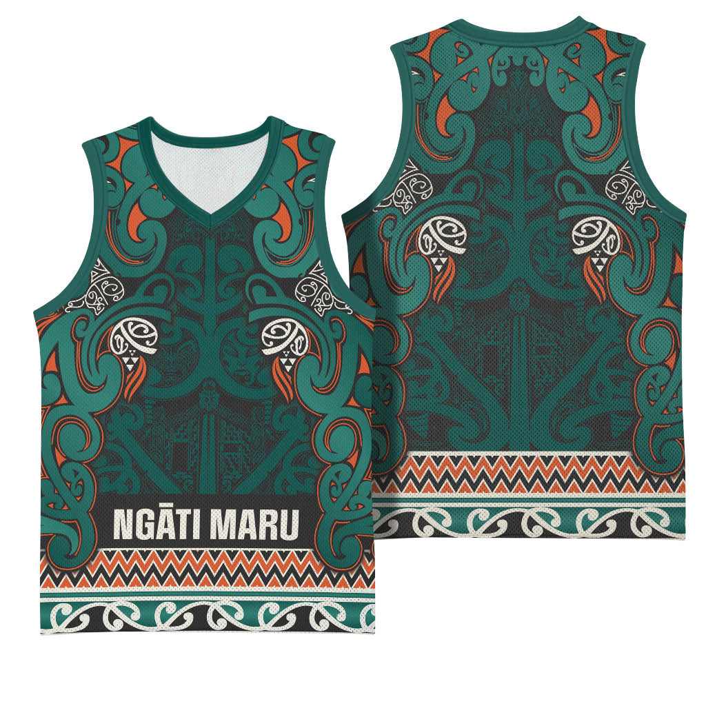 Aotearoa Iwi Ngāti Maru Taranaki Basketball Jersey Maori Wharenui House Tribal Pattern LT9 - Polynesian Pride