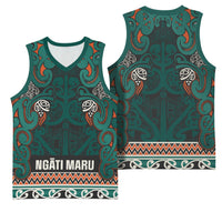 Aotearoa Iwi Ngāti Maru Taranaki Basketball Jersey Maori Wharenui House Tribal Pattern LT9 - Polynesian Pride