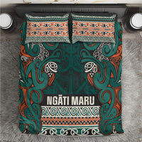 Aotearoa Iwi Ngāti Maru Taranaki Bedding Set Maori Wharenui House Tribal Pattern LT9 Deep Teal - Polynesian Pride