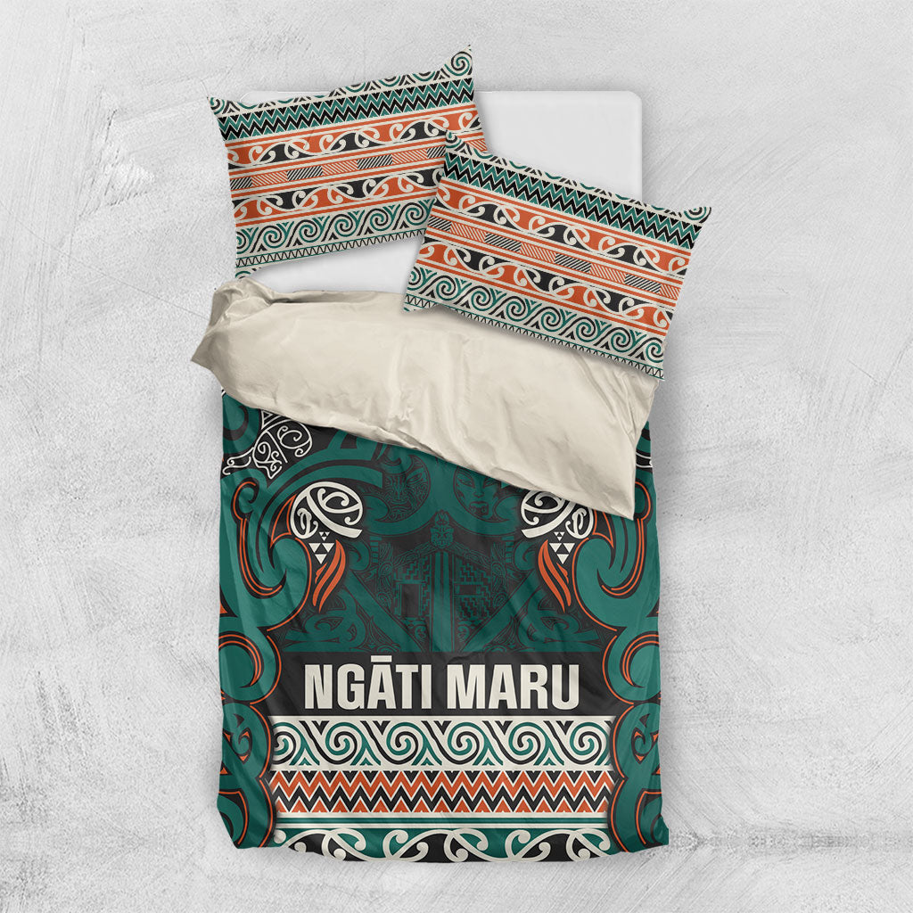 Aotearoa Iwi Ngāti Maru Taranaki Bedding Set Maori Wharenui House Tribal Pattern LT9 US Twin 172cm x 218cm Deep Teal - Polynesian Pride