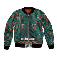 Aotearoa Iwi Ngāti Maru Taranaki Bomber Jacket Maori Wharenui House Tribal Pattern LT9 Unisex Deep Teal - Polynesian Pride