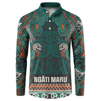 Aotearoa Iwi Ngāti Maru Taranaki Button Sweatshirt Maori Wharenui House Tribal Pattern LT9 Deep Teal - Polynesian Pride