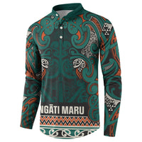 Aotearoa Iwi Ngāti Maru Taranaki Button Sweatshirt Maori Wharenui House Tribal Pattern LT9 - Polynesian Pride