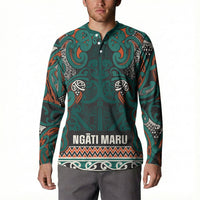 Aotearoa Iwi Ngāti Maru Taranaki Button Sweatshirt Maori Wharenui House Tribal Pattern LT9 - Polynesian Pride