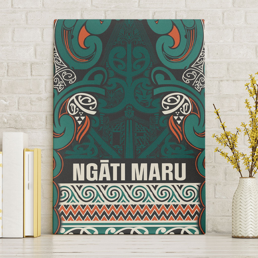 Aotearoa Iwi Ngāti Maru Taranaki Canvas Wall Art Maori Wharenui House Tribal Pattern LT9 Without Frame Deep Teal - Polynesian Pride