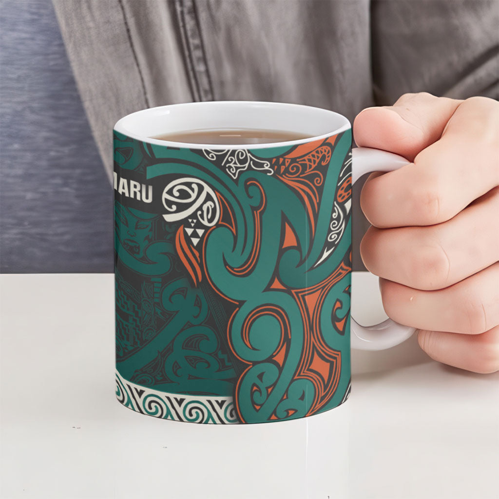 Aotearoa Iwi Ngāti Maru Taranaki Ceramic Mug Maori Wharenui House Tribal Pattern LT9 - Polynesian Pride