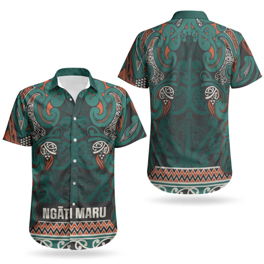 Aotearoa Iwi Ngāti Maru Taranaki Couples Matching Off Shoulder Maxi Dress and Hawaiian Shirt Maori Wharenui House Tribal Pattern LT9 - Polynesian Pride