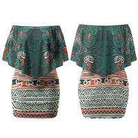 Aotearoa Iwi Ngāti Maru Taranaki Couples Matching Off Shoulder Short Dress and Hawaiian Shirt Maori Wharenui House Tribal Pattern LT9 - Polynesian Pride