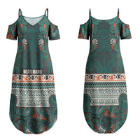Aotearoa Iwi Ngāti Maru Taranaki Couples Matching Summer Maxi Dress and Long Sleeve Button Shirt Maori Wharenui House Tribal Pattern LT9 - Polynesian Pride