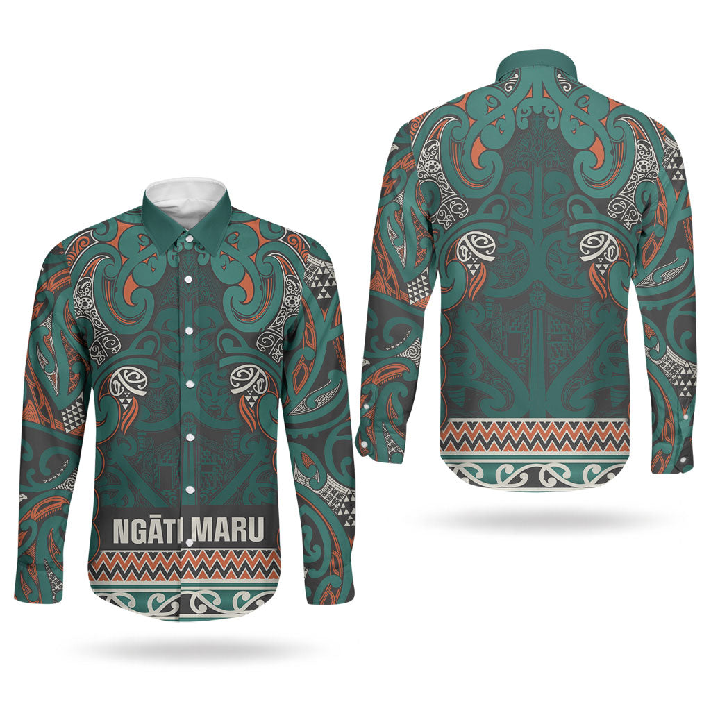 Aotearoa Iwi Ngāti Maru Taranaki Couples Matching Tank Maxi Dress and Long Sleeve Button Shirt Maori Wharenui House Tribal Pattern LT9 - Polynesian Pride