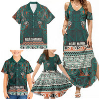 Aotearoa Iwi Ngāti Maru Taranaki Family Matching Summer Maxi Dress and Hawaiian Shirt Maori Wharenui House Tribal Pattern LT9 - Polynesian Pride