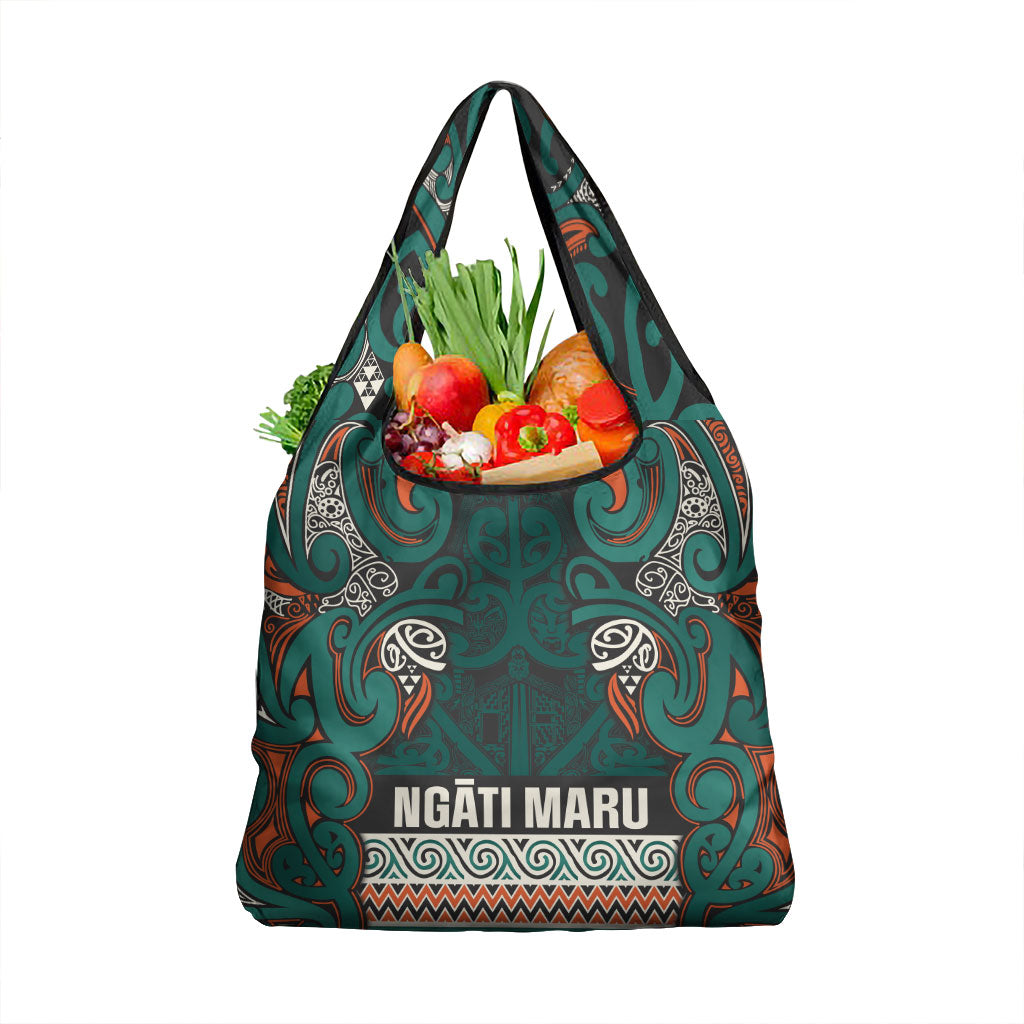 Aotearoa Iwi Ngāti Maru Taranaki Grocery Bag Maori Wharenui House Tribal Pattern LT9 1-pack One Size Deep Teal - Polynesian Pride