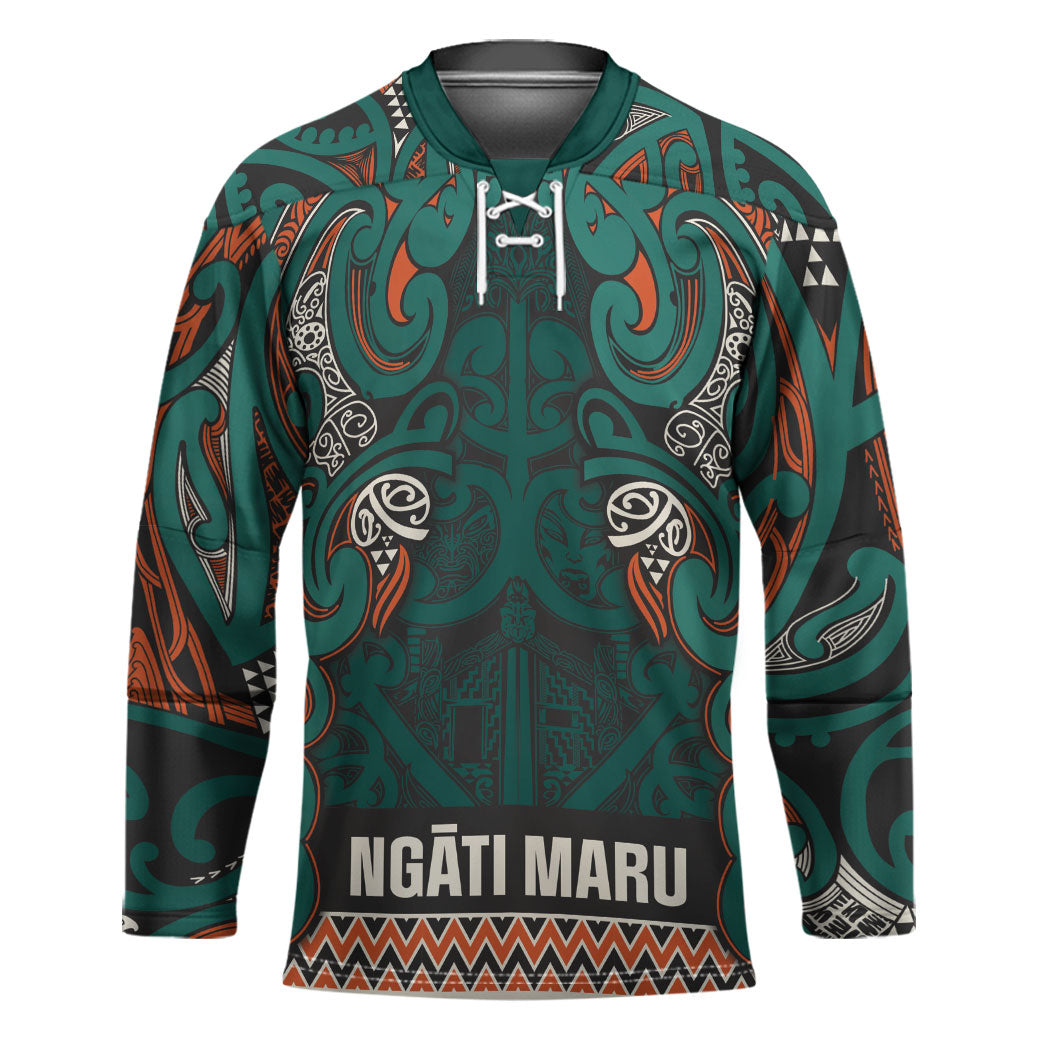 Aotearoa Iwi Ngāti Maru Taranaki Hockey Jersey Maori Wharenui House Tribal Pattern LT9 Unisex Deep Teal - Polynesian Pride