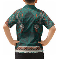 Aotearoa Iwi Ngāti Maru Taranaki Kid Hawaiian Shirt Maori Wharenui House Tribal Pattern LT9 - Polynesian Pride