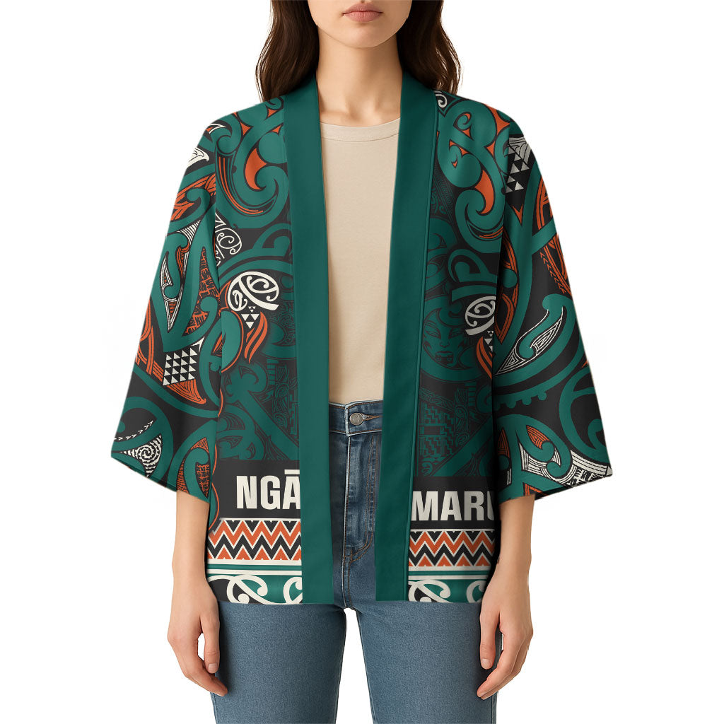 Aotearoa Iwi Ngāti Maru Taranaki Kimono Maori Wharenui House Tribal Pattern LT9 - Polynesian Pride