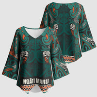 Aotearoa Iwi Ngāti Maru Taranaki Kimono Sleeve Blouse Maori Wharenui House Tribal Pattern LT9 - Polynesian Pride