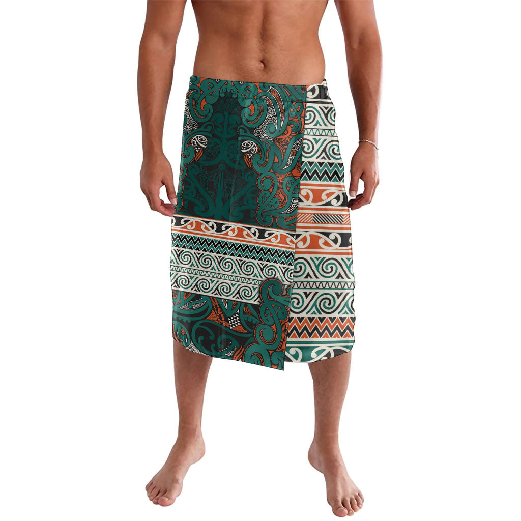 Aotearoa Iwi Ngāti Maru Taranaki Lavalava Maori Wharenui House Tribal Pattern LT9 Deep Teal - Polynesian Pride