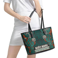 Aotearoa Iwi Ngāti Maru Taranaki Leather Tote Bag Maori Wharenui House Tribal Pattern LT9 - Polynesian Pride