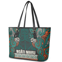 Aotearoa Iwi Ngāti Maru Taranaki Leather Tote Bag Maori Wharenui House Tribal Pattern LT9 - Polynesian Pride