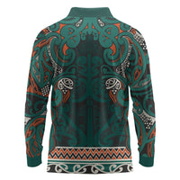 Aotearoa Iwi Ngāti Maru Taranaki Long Sleeve Polo Shirt Maori Wharenui House Tribal Pattern LT9 - Polynesian Pride