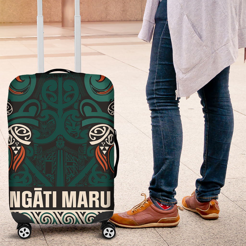 Aotearoa Iwi Ngāti Maru Taranaki Luggage Cover Maori Wharenui House Tribal Pattern LT9 Deep Teal - Polynesian Pride
